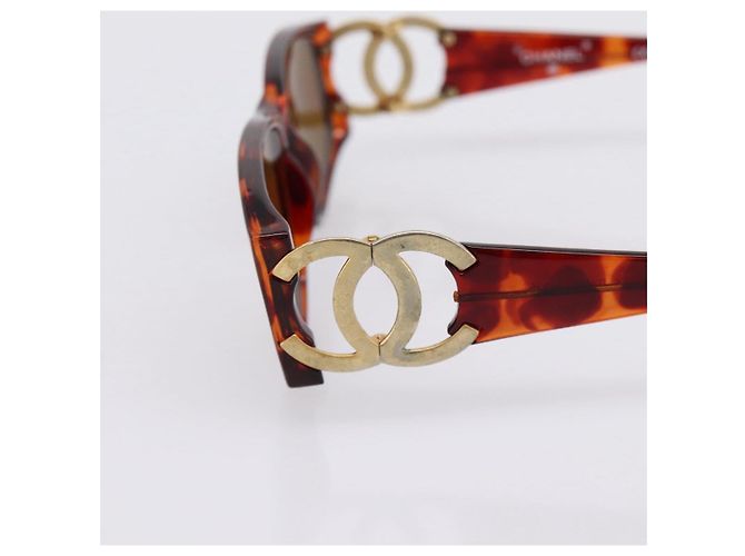 Gafas de sol CHANEL Plástico Marrón Tono Dorado CC Auth bs36532 Castaño - vista 7