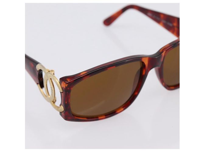 Gafas de sol CHANEL Plástico Marrón Tono Dorado CC Auth bs36532 Castaño - vista 8