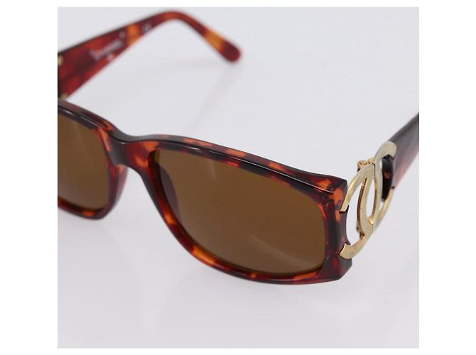 Gafas de sol CHANEL Plástico Marrón Tono Dorado CC Auth bs36532 Castaño - vista 9