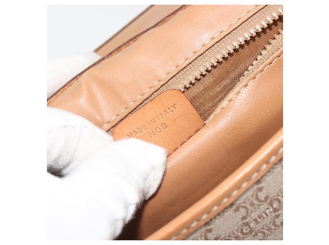 Céline Borsa a Spalla in Tela Macadam CELINE PVC Beige Oro Auth 195715 D'oro - vista 12