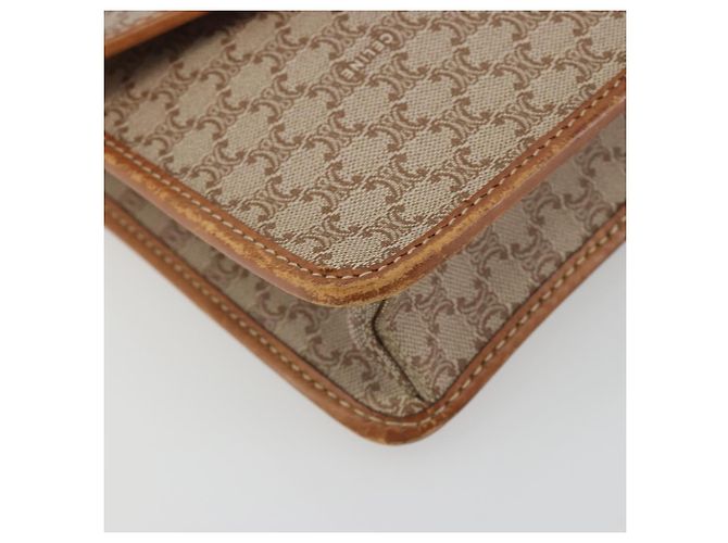 Céline Borsa a Spalla in Tela Macadam CELINE PVC Beige Oro Auth 195715 D'oro - vista 14