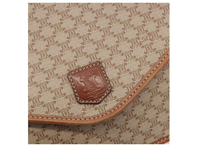 Céline Borsa a Spalla in Tela Macadam CELINE PVC Beige Oro Auth 195715 D'oro - vista 17