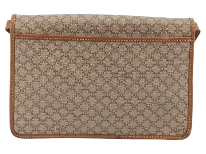 Céline Borsa a Spalla in Tela Macadam CELINE PVC Beige Oro Auth 195715 D'oro - vista 2