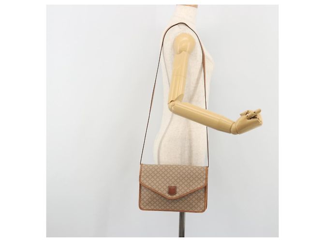 Céline Borsa a Spalla in Tela Macadam CELINE PVC Beige Oro Auth 195715 D'oro - vista 23