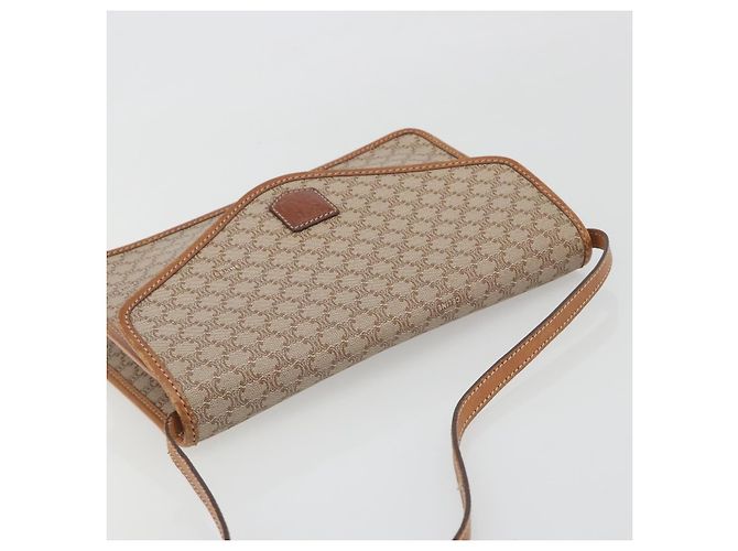 Céline Borsa a Spalla in Tela Macadam CELINE PVC Beige Oro Auth 195715 D'oro - vista 6