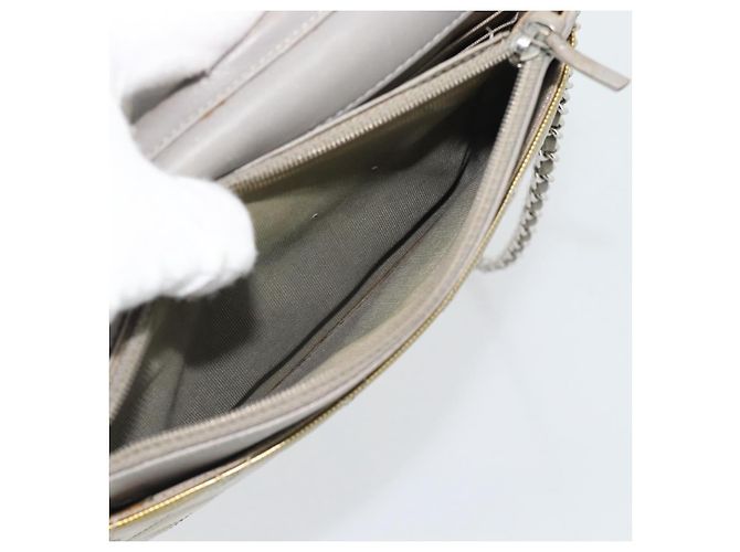 CHANEL Matelasse Chain Shoulder Wallet Patent Gold Silver CC Auth 196109 Argento D'oro - vista 10