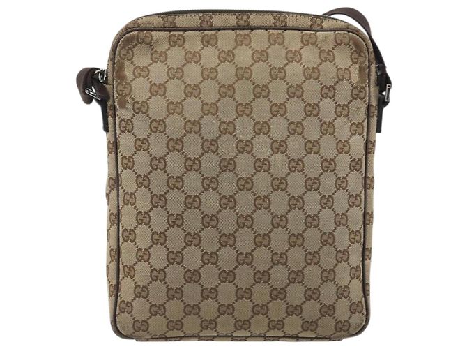 Borsa a tracolla GUCCI GG Canvas Beige Silver 92551 Auth 195083 Argento - vista 2