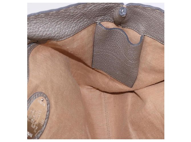 FENDI Celeria Handtasche aus Leder Grau Silber Auth 195694A Braun - Ansicht 18