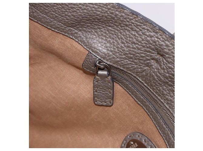 FENDI Celeria Handtasche aus Leder Grau Silber Auth 195694A Braun - Ansicht 20