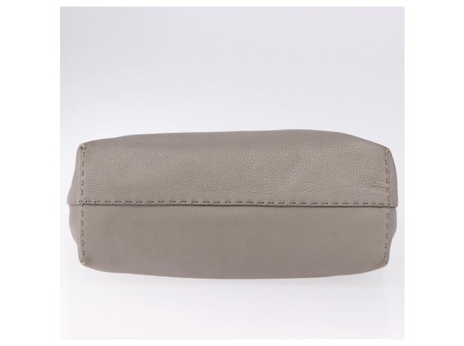 FENDI Celeria Handtasche aus Leder Grau Silber Auth 195694A Braun - Ansicht 5