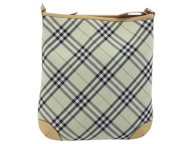 Borsa a tracolla BURBERRY Nova Check Blue Label Nylon Verde Argento Auth 195078A - vista 13