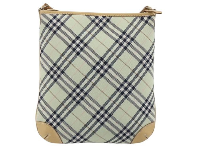 Borsa a tracolla BURBERRY Nova Check Blue Label Nylon Verde Argento Auth 195078A - vista 2