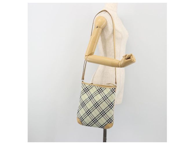 Borsa a tracolla BURBERRY Nova Check Blue Label Nylon Verde Argento Auth 195078A - vista 24