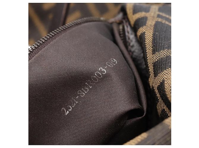 Borsa a tracolla FENDI Zucca Canvas Mamma Baguette Marrone Argento 8BR003 Auth BA14953V - vista 12