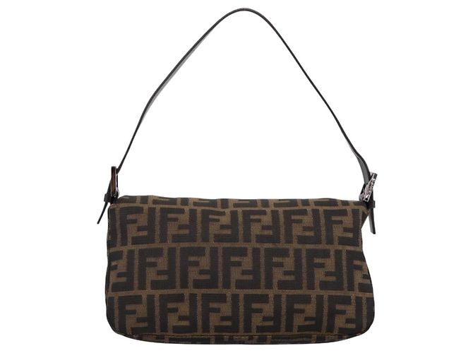 Borsa a tracolla FENDI Zucca Canvas Mamma Baguette Marrone Argento 8BR003 Auth BA14953V - vista 2