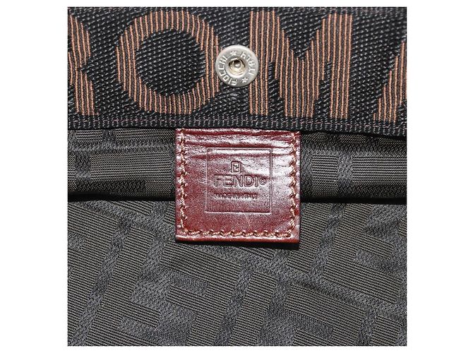 Borsa a mano FENDI Zucca Canvas Marrone Nero Auth 194401 - vista 10
