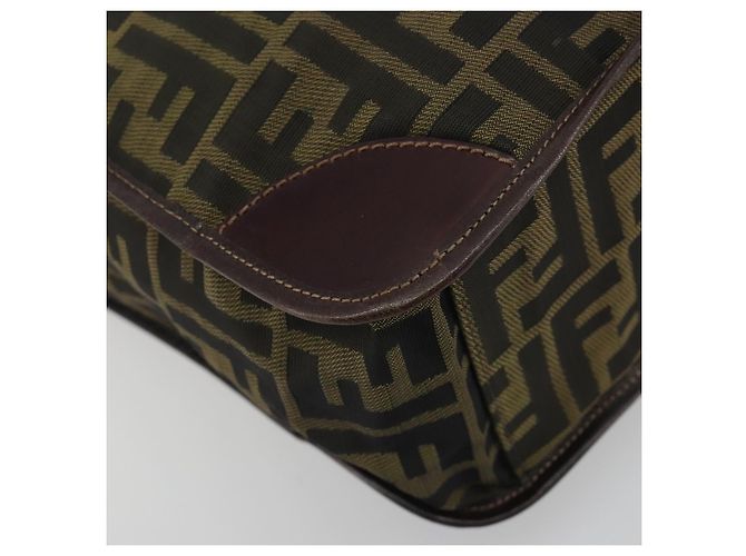 Borsa a mano FENDI Zucca Canvas Marrone Nero Auth 194401 - vista 14