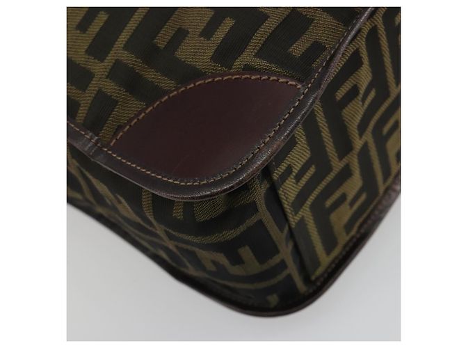 Borsa a mano FENDI Zucca Canvas Marrone Nero Auth 194401 - vista 16