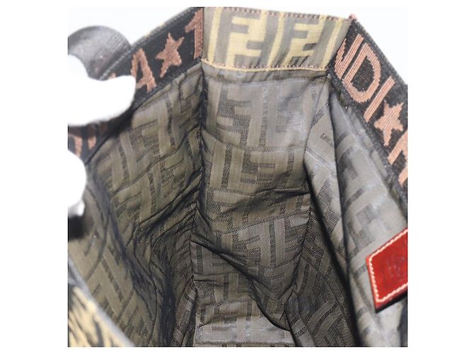 Borsa a mano FENDI Zucca Canvas Marrone Nero Auth 194401 - vista 18