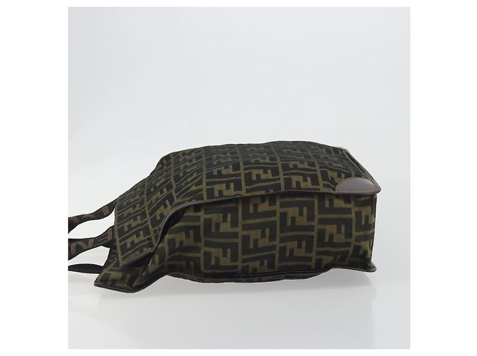 Borsa a mano FENDI Zucca Canvas Marrone Nero Auth 194401 - vista 4