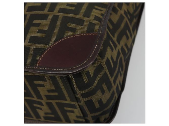 Borsa a mano FENDI Zucca Canvas Marrone Nero Auth 194401 - vista 9