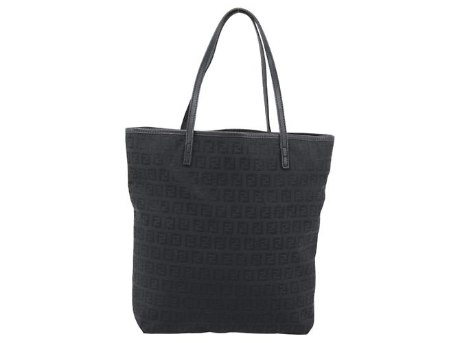 Borsa Tote FENDI Zucchino Canvas Nera 8BH074 Auth 196152 Nero - vista 13