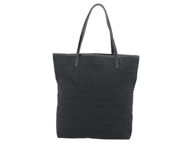 Borsa Tote FENDI Zucchino Canvas Nera 8BH074 Auth 196152 Nero - vista 2