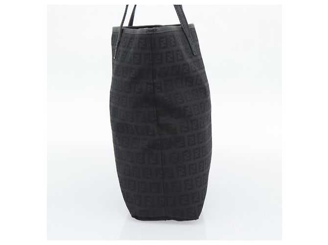 Borsa Tote FENDI Zucchino Canvas Nera 8BH074 Auth 196152 Nero - vista 4
