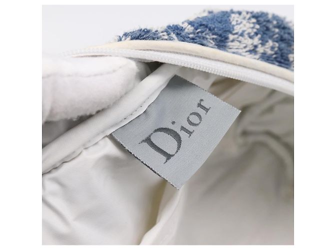 Borsa a mano Christian Dior Trotter Canvas pile Blue Auth 196270A - vista 11