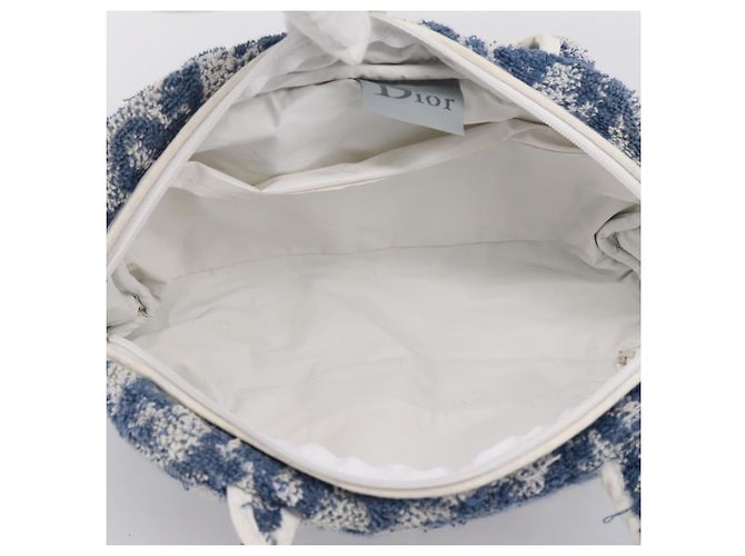 Borsa a mano Christian Dior Trotter Canvas pile Blue Auth 196270A - vista 12