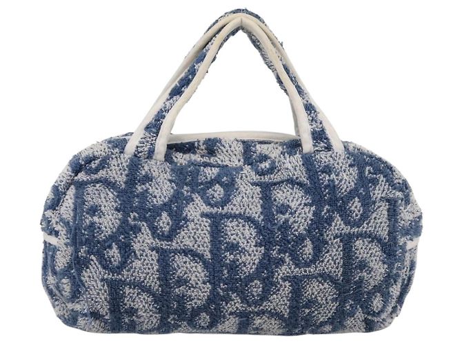 Borsa a mano Christian Dior Trotter Canvas pile Blue Auth 196270A - vista 2