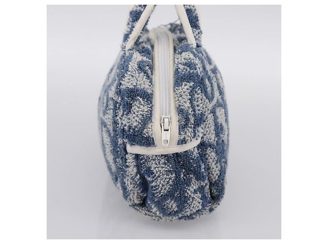 Borsa a mano Christian Dior Trotter Canvas pile Blue Auth 196270A - vista 3
