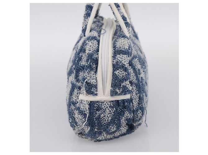 Borsa a mano Christian Dior Trotter Canvas pile Blue Auth 196270A - vista 4
