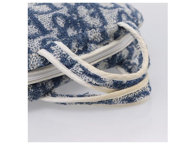 Borsa a mano Christian Dior Trotter Canvas pile Blue Auth 196270A - vista 7