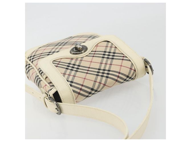 Borsa a tracolla BURBERRY Nova Check Canvas Beige Auth 195053 - vista 6