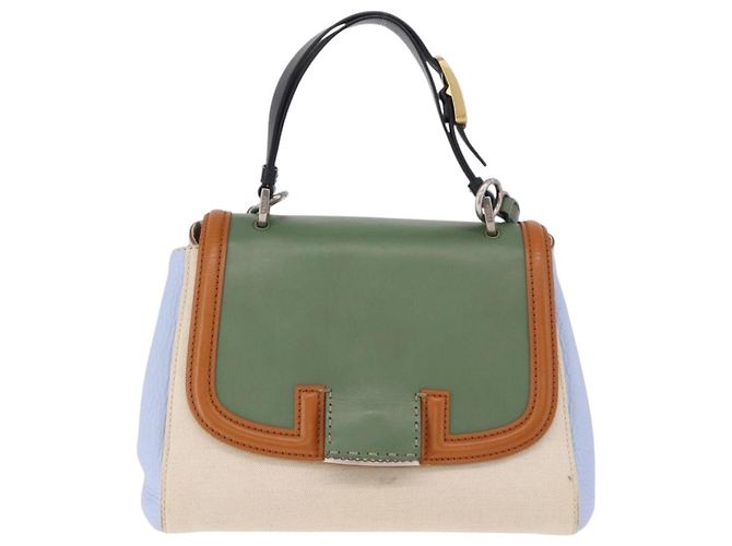 Borsa FENDI Canvas 2way Beige Silver Auth 195971A Argento - vista 13