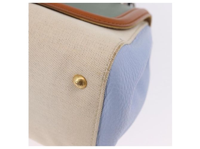 Borsa FENDI Canvas 2way Beige Silver Auth 195971A Argento - vista 17