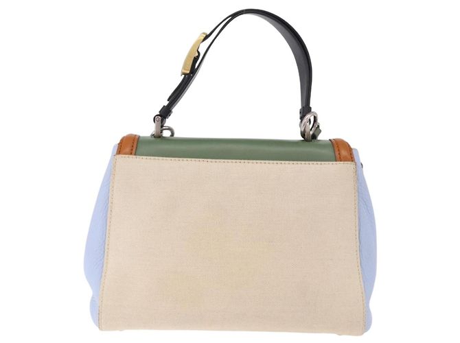 Borsa FENDI Canvas 2way Beige Silver Auth 195971A Argento - vista 2