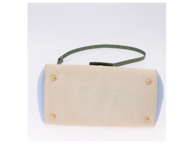Borsa FENDI Canvas 2way Beige Silver Auth 195971A Argento - vista 5