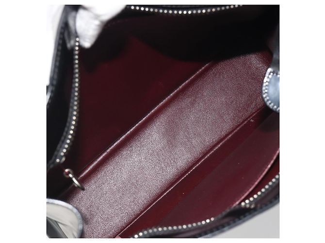 Borsa Tote CHANEL Vernice Nera Argento CC Auth 196085 Nero - vista 10