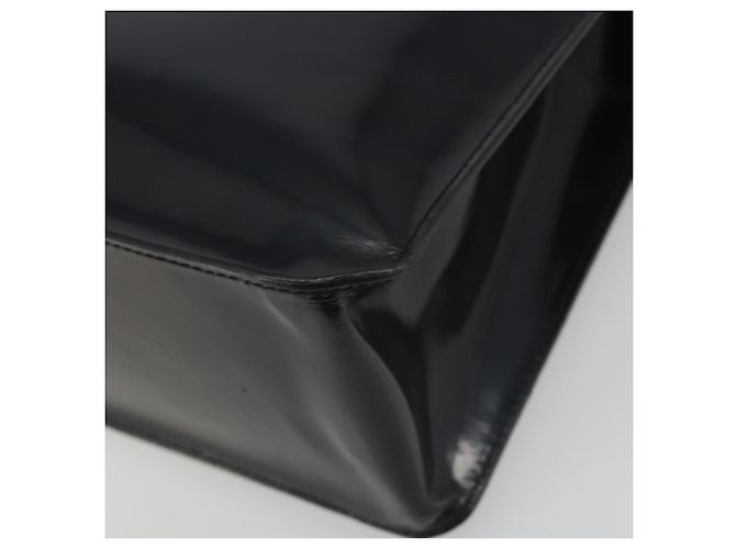 Borsa Tote CHANEL Vernice Nera Argento CC Auth 196085 Nero - vista 16