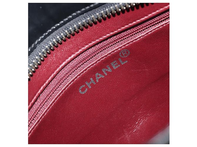 Borsa Tote CHANEL Vernice Nera Argento CC Auth 196085 Nero - vista 18