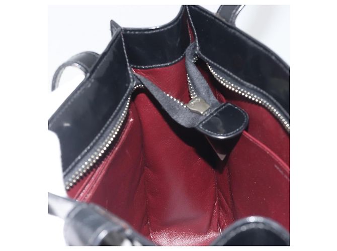 Borsa Tote CHANEL Vernice Nera Argento CC Auth 196085 Nero - vista 19
