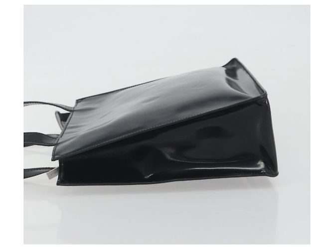 Borsa Tote CHANEL Vernice Nera Argento CC Auth 196085 Nero - vista 4