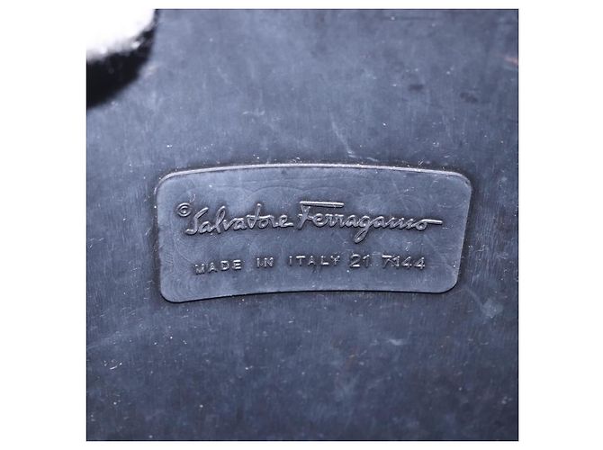 Salvatore Ferragamo Gancini Hand Bag Rubber Black Auth 195426A - view 12
