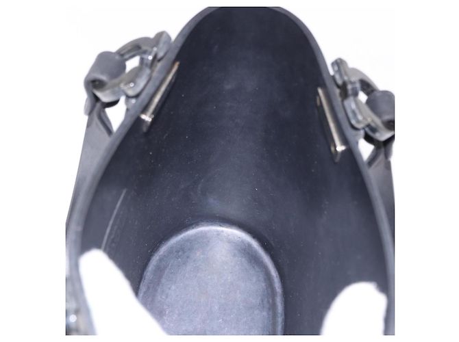 Salvatore Ferragamo Gancini Hand Bag Rubber Black Auth 195426A - view 18