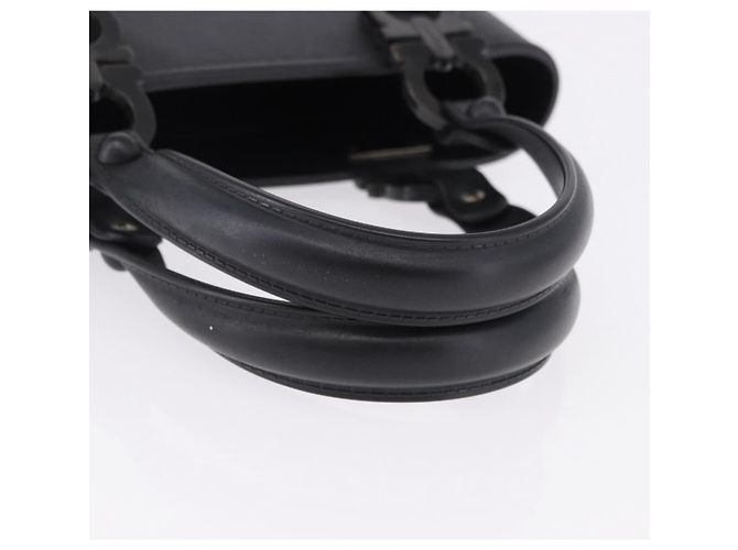 Salvatore Ferragamo Gancini Hand Bag Rubber Black Auth 195426A - view 7
