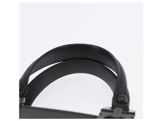 Salvatore Ferragamo Gancini Hand Bag Rubber Black Auth 195426A - view 8