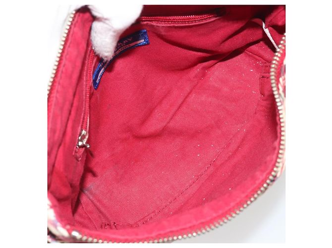 Borsa a tracolla BURBERRY Nova Check Blue Label in tela rossa e argento autentica 195702A Rosso - vista 12