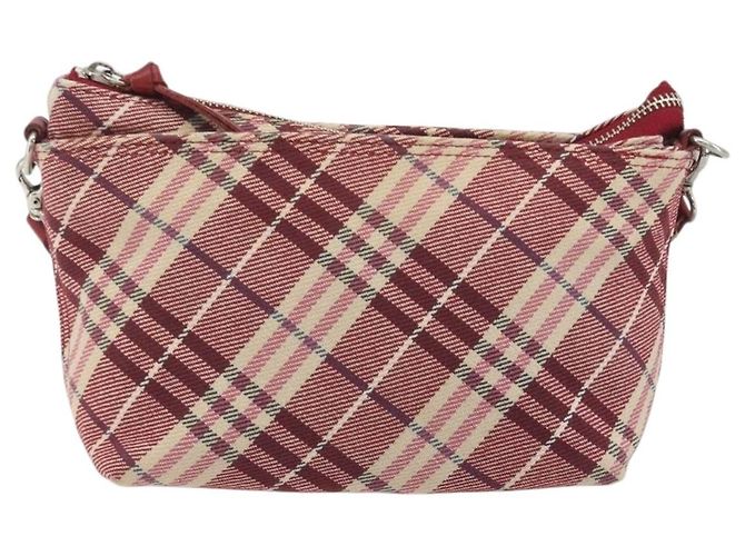 Borsa a tracolla BURBERRY Nova Check Blue Label in tela rossa e argento autentica 195702A Rosso - vista 13